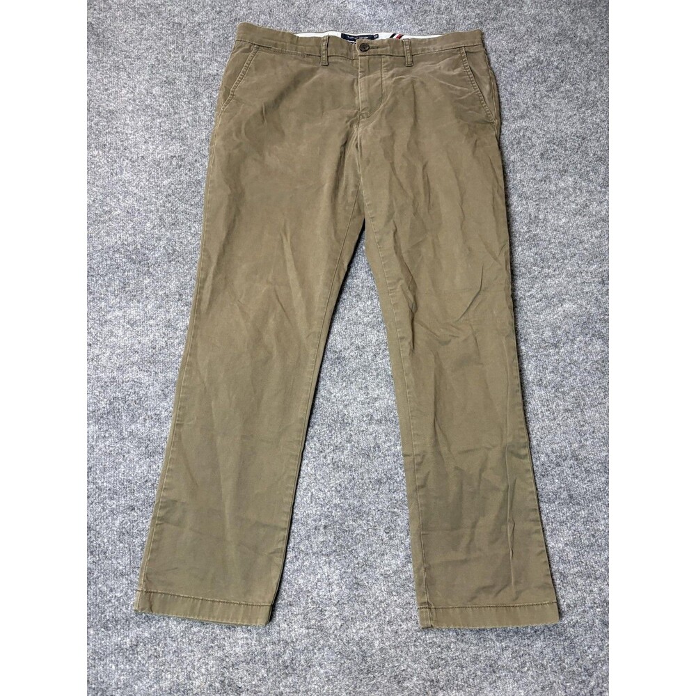 Tommy Hilfiger Chino Pants Mens 34x30 Green Slim Fit Stretch Canvas Casual